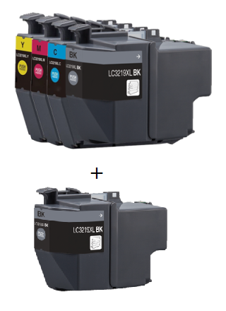 Brother LC3219XL Compatible Inks full Set of 4 + EXTRA BLACK (2 x Black,1 x Cyan,Magenta,Yellow)
